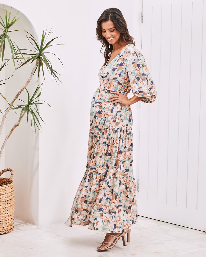 Maree Maternity Wrap Dress Floral Print - Angel Maternity USA