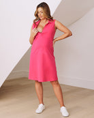 Breastfeeding- maternity & nursing polo dress in pink