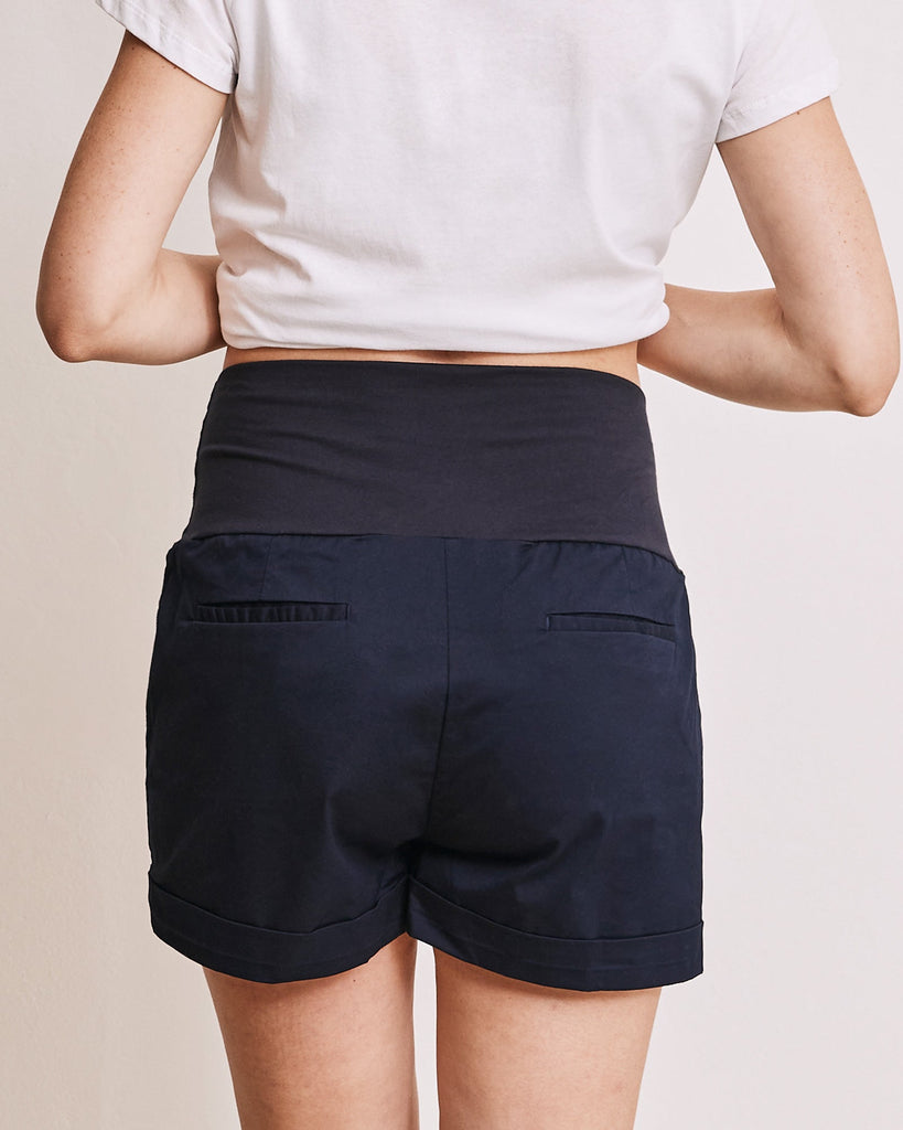 Back View - Maternity cotton shorts