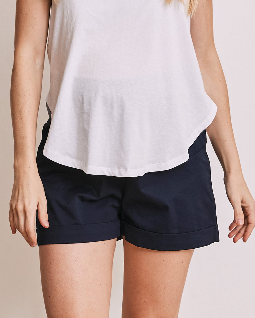 Front View - Maternity cotton shorts