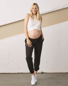 Front View Maternity jogger black pants