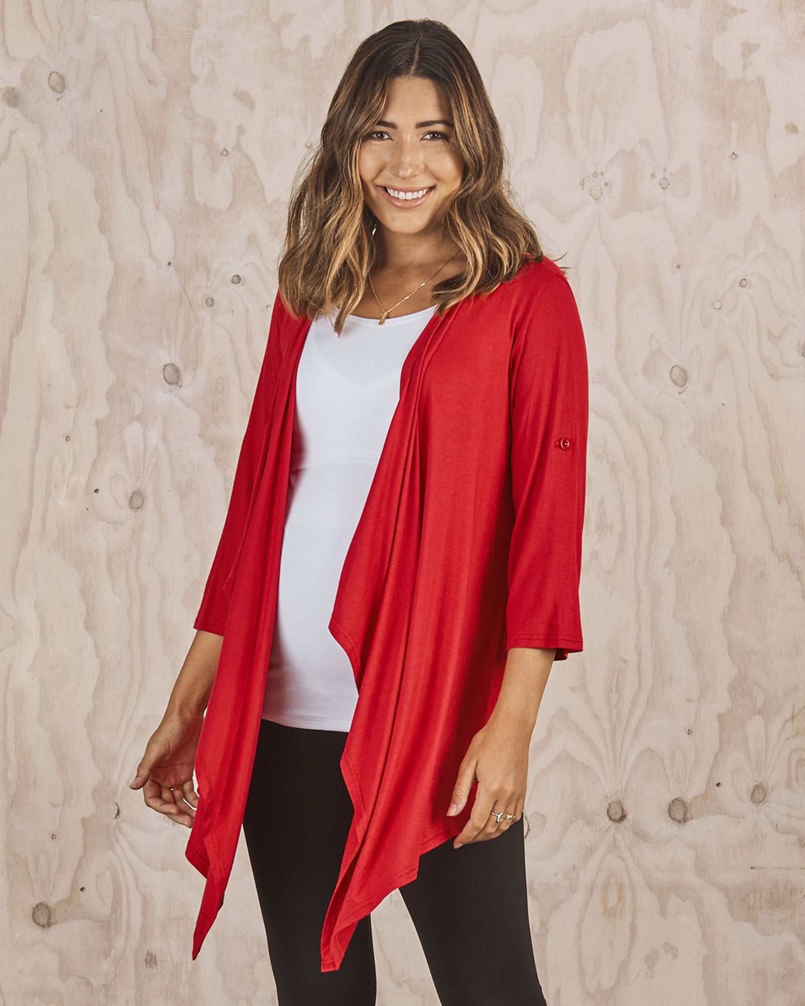 Main view- Maternity nursing cardigan red
