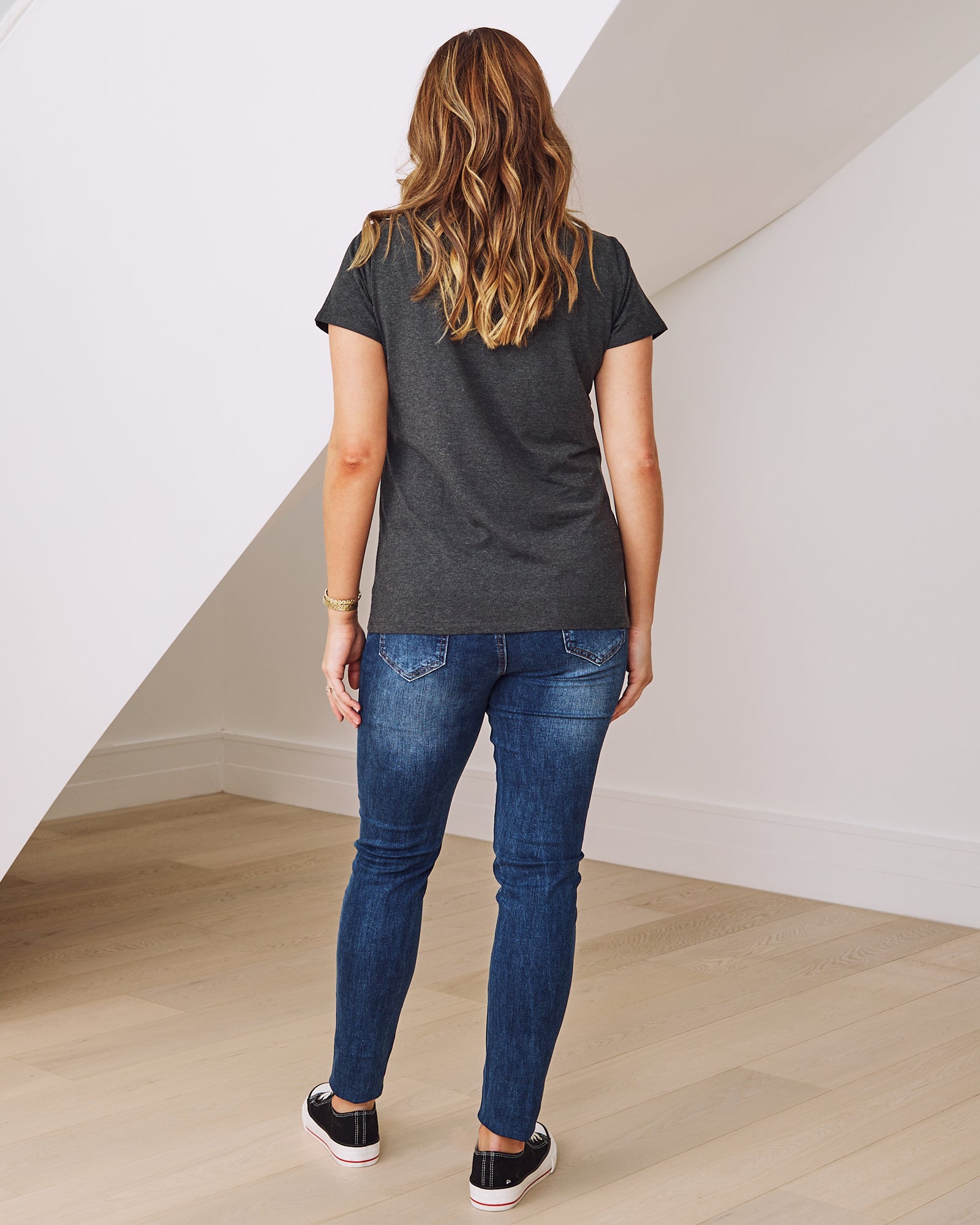 back View - maternity and nursing crew neck top in pink