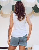 Back View - Maternity and nursing front button singlet-white