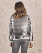 Back view- Maternity striped rib jumper