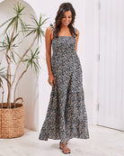 Maternity Maxi Lilliana Dress in Navy Floral - Angel Maternity USA