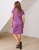 Back View - maternity t shirt dress in purple