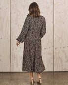 Back view- maternity baby shower dress floral navy