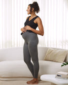Side view - maternity hight wait leggings grey