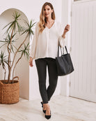 Maternity v neck long sleeve top off white