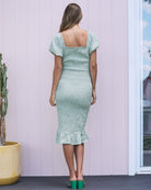 Back view- Maternity smock dress green