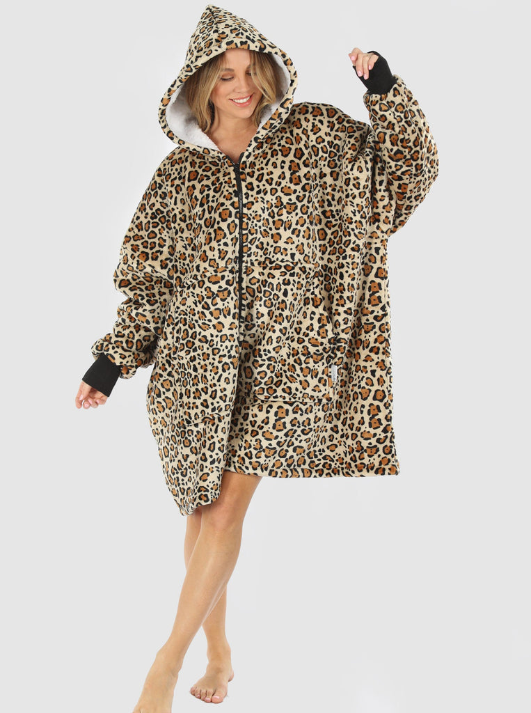 Moozie Mama Maternity & Nursing Hoodie Blanket Zip-up Leopard Print (6654003609703) (6724236738654)