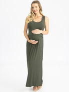 Maternity and Nursing  Maxi Dress in Khaki front (4801470824542)