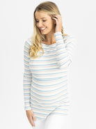 Long Sleeve Nursing Cotton Top - Pastel Stripes (4754240634974)