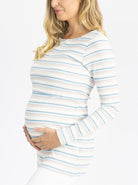 Long Sleeve Nursing Cotton Top - Pastel Stripes side (4754240634974)