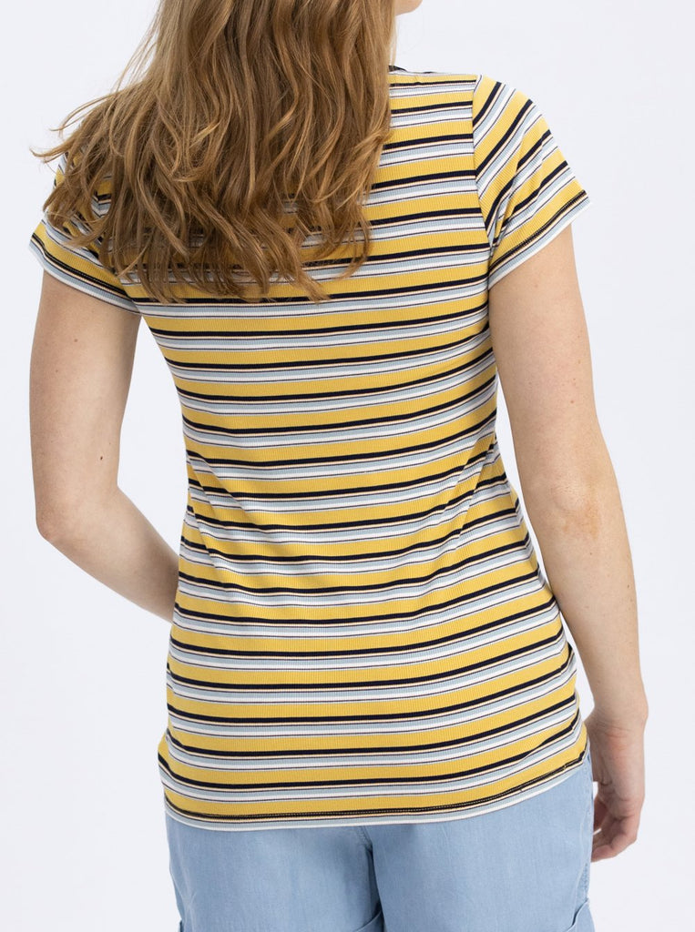 Maternity and Nursing Retro Stretchy Tee - Yellow Stripes back (4801469939806)