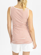 Maternity Tank - Rose pink and white stripes back (4797636378718)