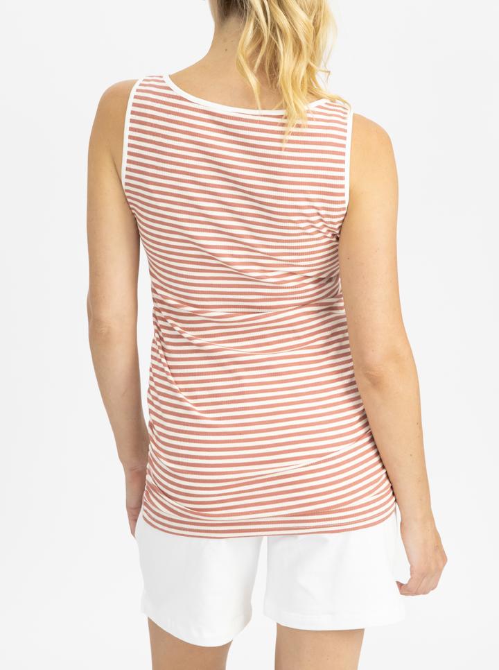 Maternity Tank - Rose pink and white stripes back (4797636378718)