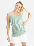 Maternity Tank in Green and White Stripes - Angel Maternity USA (4797636411486)