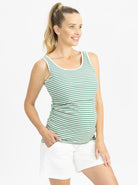 Maternity Tank in Green and White Stripes - Angel Maternity USA (4797636411486)