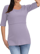 Maternity & Nursing Short Sleeve Top - Lavender (6639690612830)