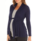 Maternity Roll Collar Knitted Waist Tie Cardigan - French Navy - Angel Maternity USA (1637798707294)