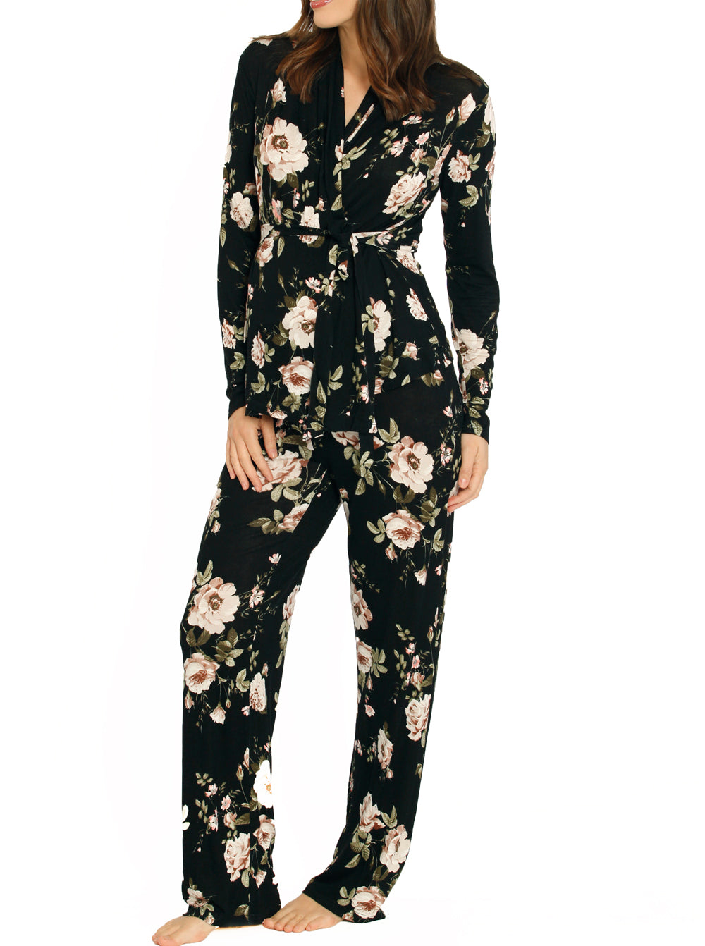 Maternity Kimono Top & Pants Set + Baby Wrap - Floral - Angel Maternity USA (1636009214046)