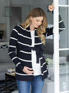 Maternity Cardigan iMain View - n Black and White Stripes (6548761542759)