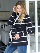 Maternity Cardigan in Black and White Stripes side (6548761542759)