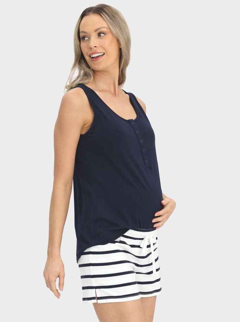 Maternity & Nursing plain Navy Tank - Angel Maternity - Maternity clothes - shop online (6592534675559)