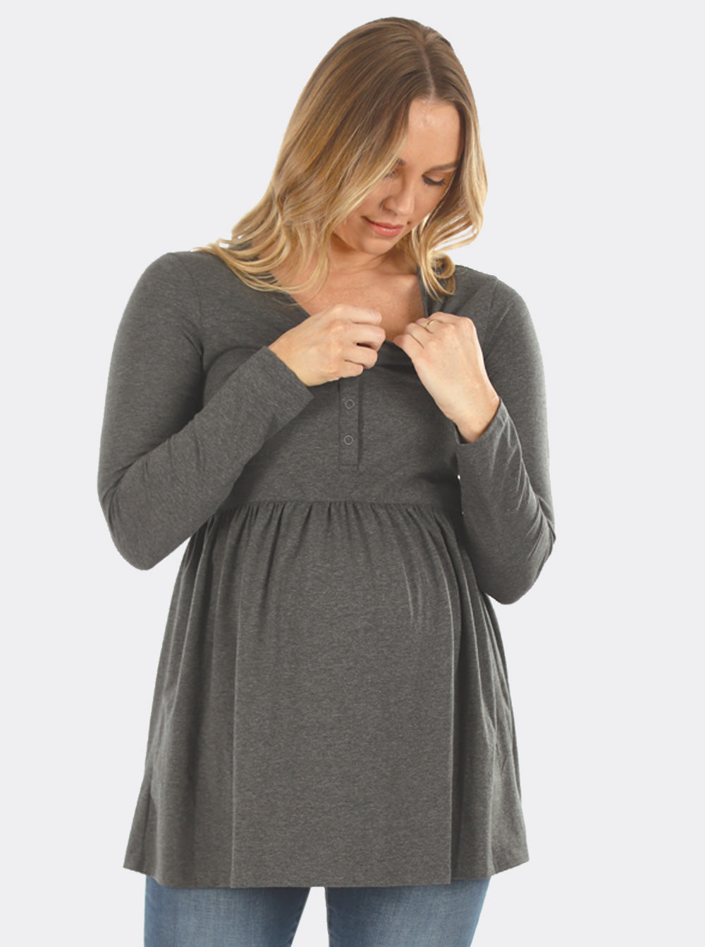 Baby Doll Long Sleeve Maternity & Nursing  Top (6621383917662)