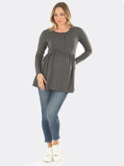 Full view - Maternity & Nursing Long Sleeve Baby Doll Tee (6621383917662)