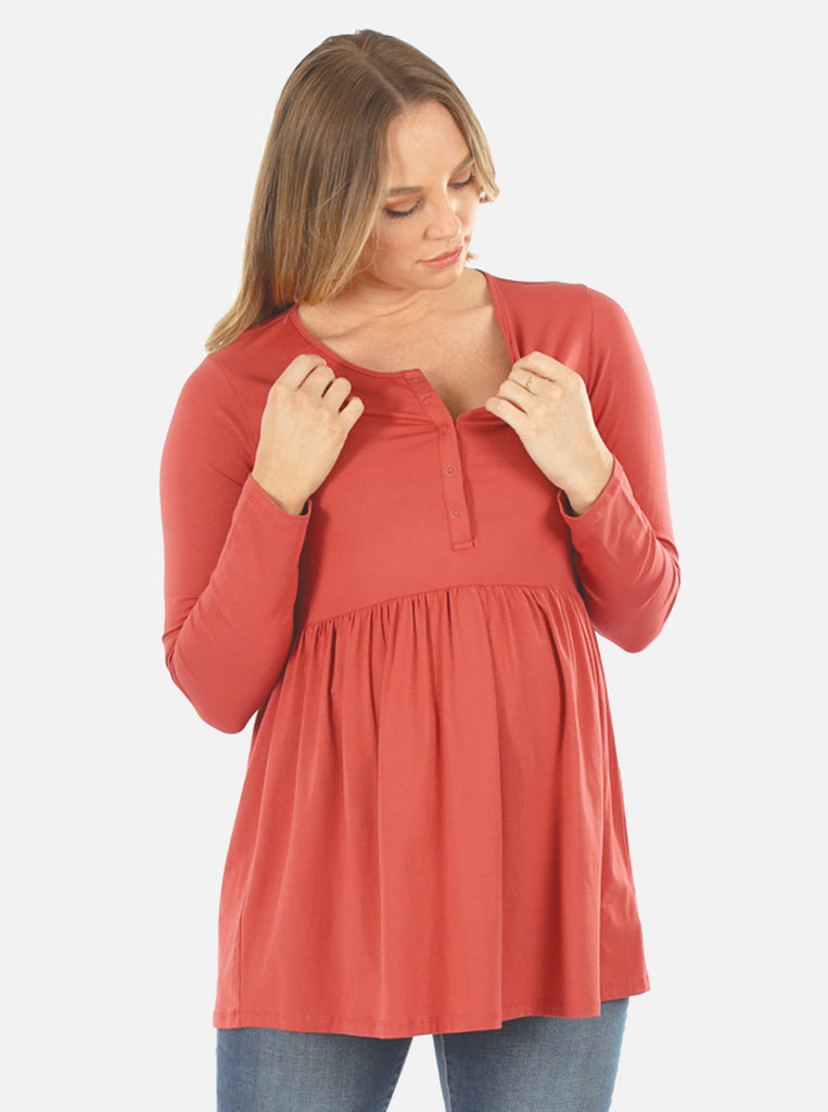 Baby Doll Long Sleeve Maternity & Nursing  Top (6621383917662)