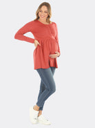 Baby Doll Long Sleeve Maternity & Nursing  Top (6621383917662)