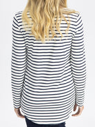Maternity and Nursing Long Sleeve Top in Navy and White stripes - Angel Maternity USA (4791712251998)