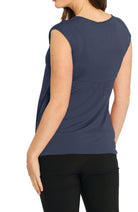 Cap Sleeve Nursing Top with Petal Front in Navy - Angel Maternity USA (1302310584414)