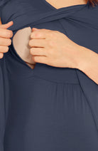 Cap Sleeve Nursing Top with Petal Front in Navy - Angel Maternity USA (1302310584414)