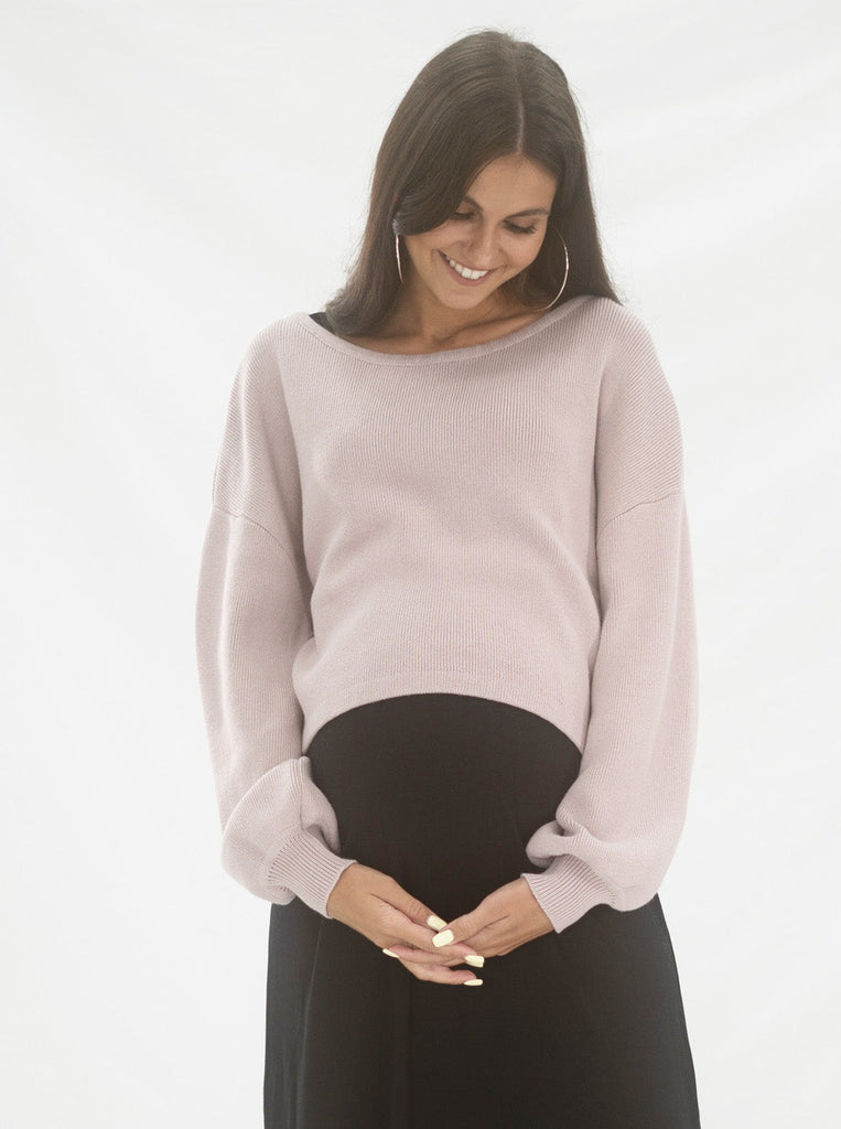 Main view - Luxury Mauve Maternity Knitted Nursing Top (6621383721054)