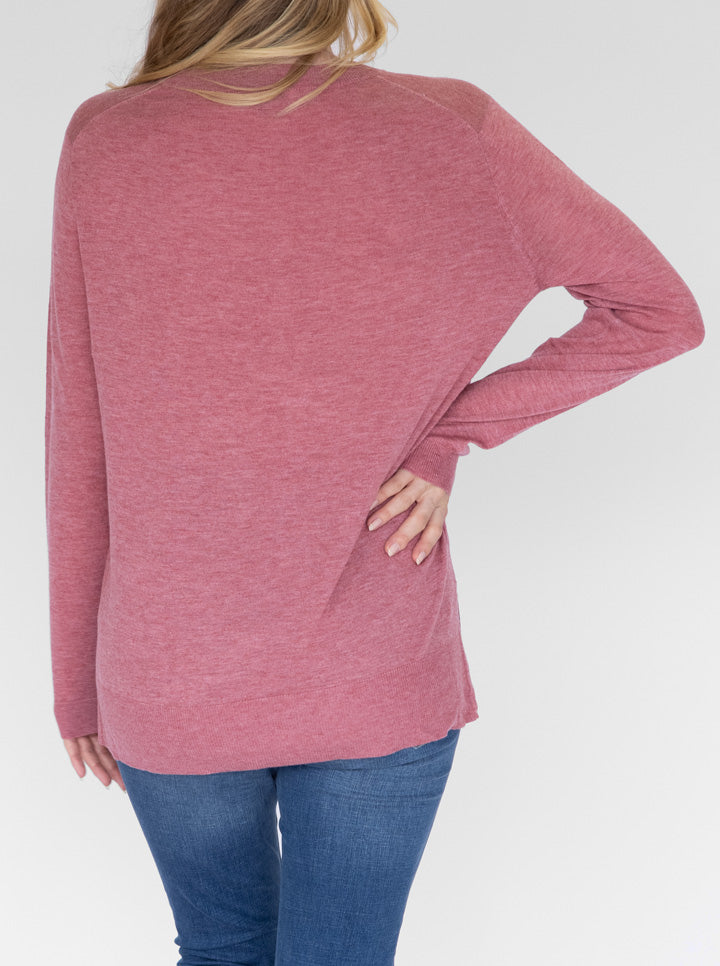 Maternity Oversize Wool Knit Jumper - Rose back (4753063542878)