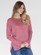 Maternity Oversize Wool Knit Jumper - Rose front (4753063542878)