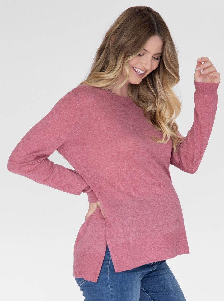 Maternity Oversize Wool Knit Jumper - Rose sode (4753063542878)
