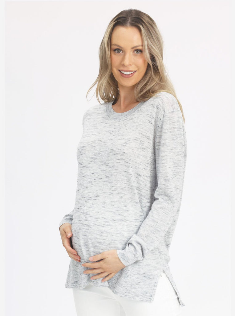 Maternity Oversize Wool Knit Jumper in grey (6626243117150)