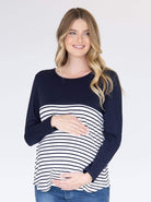 Maternity and Nursing Long Sleeve Top in Navy - Angel Maternity - Maternity clothes - shop online (6640285319262)