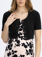 Front view - Short Sleeve Black Maternity Cardigan (4802026864734)
