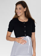 Main view - Short Sleeve Black Maternity Cardigan (4802026864734)