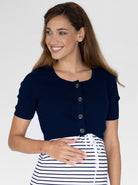 Main view - Short sleeve Maternity and Postnatal Cardigan in Navy (4802026930270)