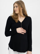 Long Sleeve Maternity and Nursing Top - Black - Angel Maternity USA (4754039930974)