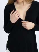 Long Sleeve Maternity and Nursing Top - Black - Angel Maternity USA (4754039930974)