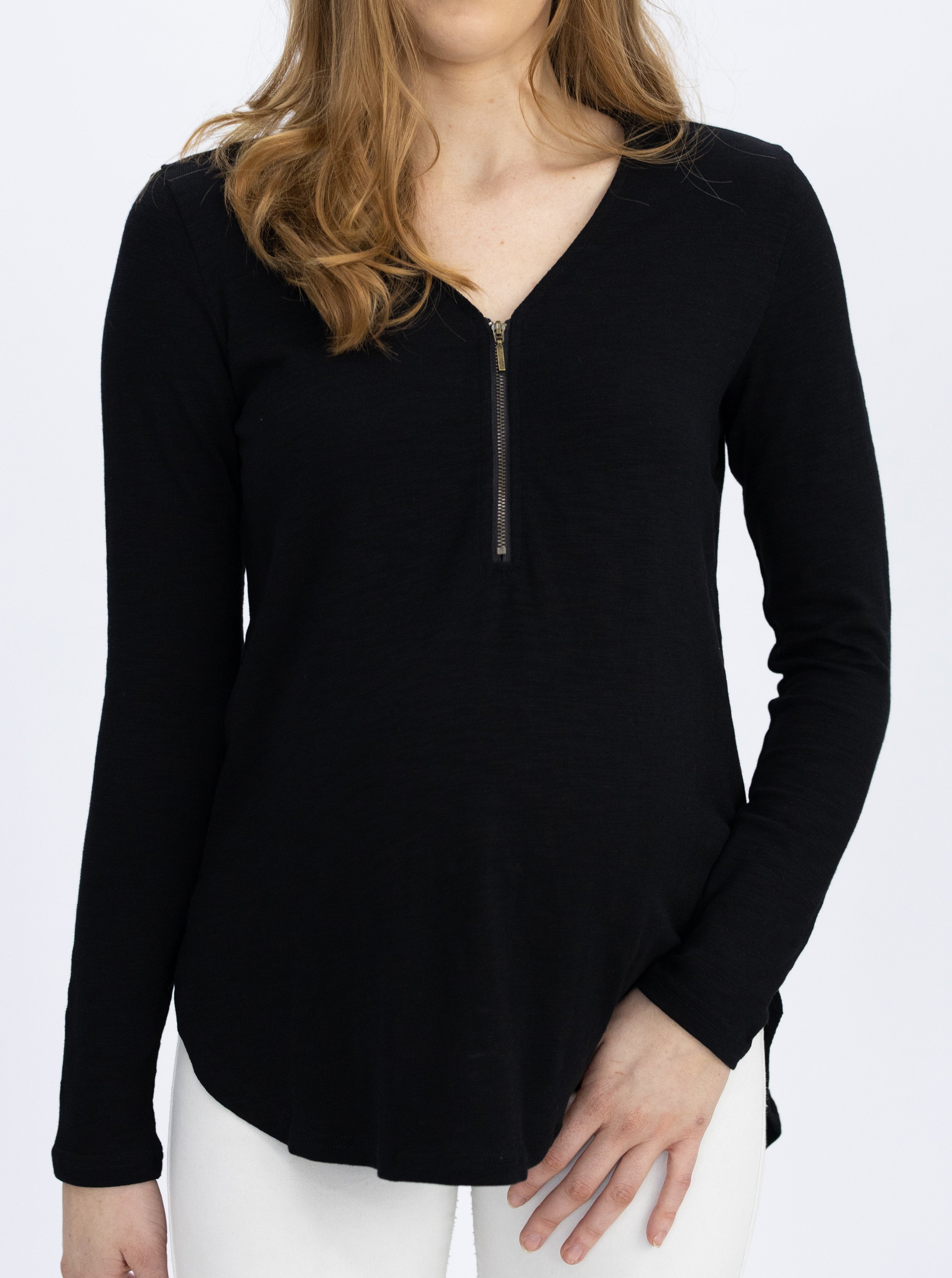 Long Sleeve Maternity and Nursing Top - Black - Angel Maternity USA (4754039930974)