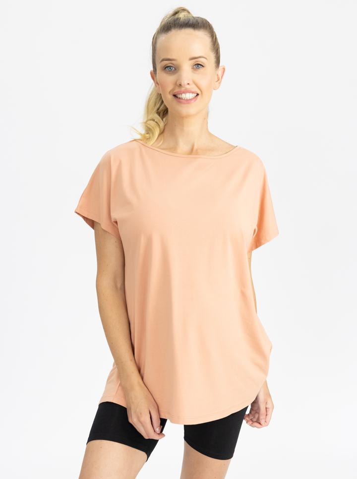 Reversible Maternity T-Shirt in Peach front (4802026668126)